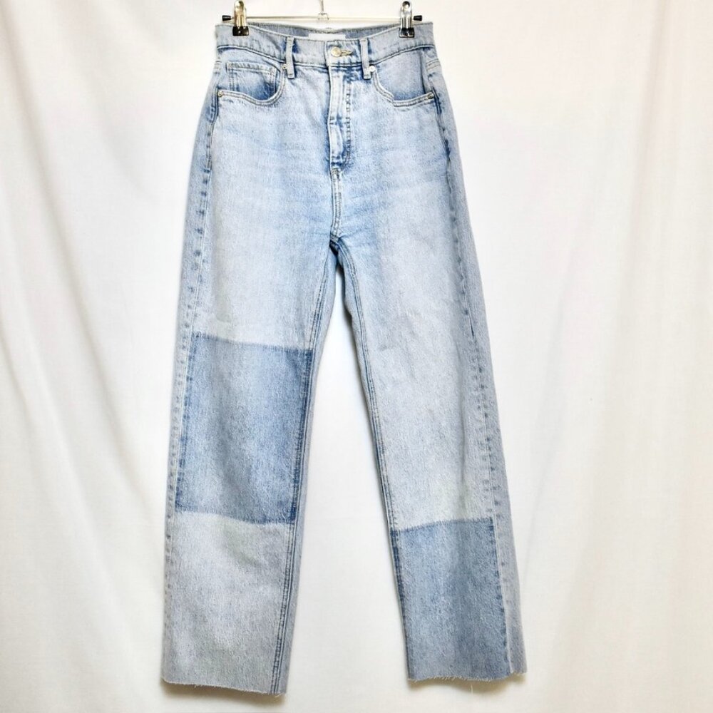 Patchwork denim relaxed fit jeans